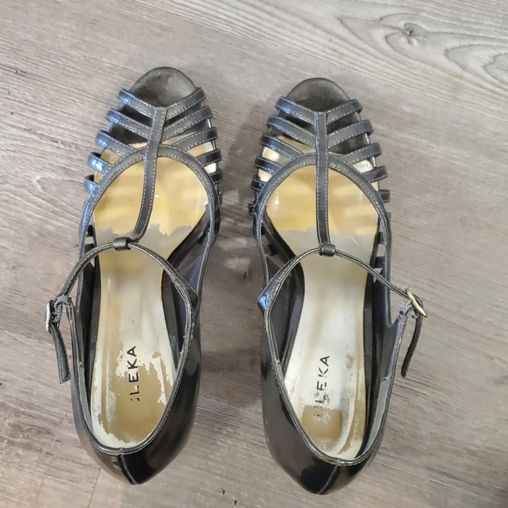 Bronzey peep toe strappy heels - Sz 9 - Picture 4 of 6